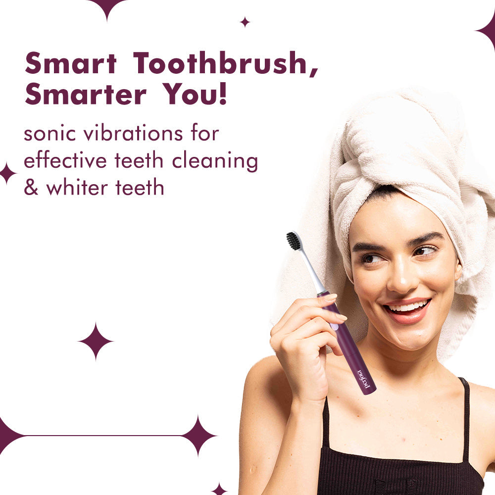 Electric Toothbrush with 4 Brush Heads - Model 002 - Lush Plum